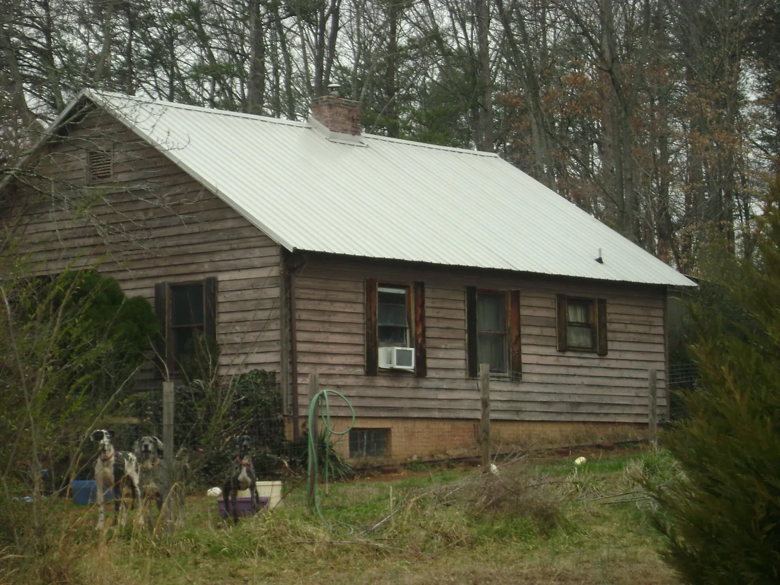White metal roof on an old wood sided farmhouse, from a Metal Roof Installation job in Saint Ignatius